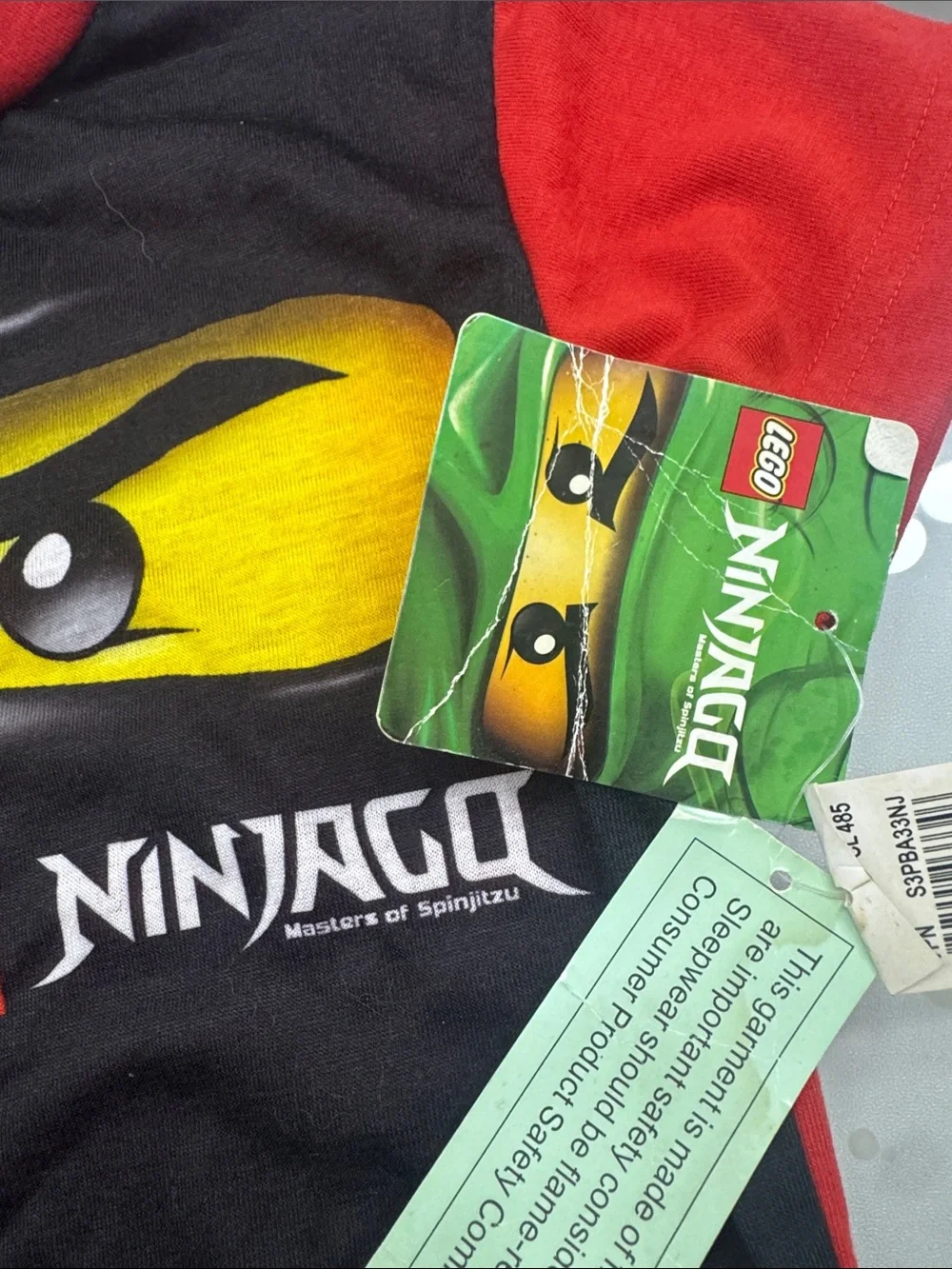 Lego Ninjago Black & Red Kids Tee with Yellow Graphic